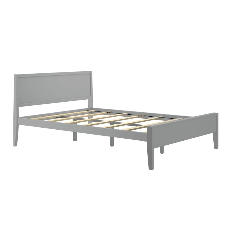 Letto matrimoniale moderno in legno di pino con testiera a pannelli – Argilla / Bianco / Grigio, per 2 persone