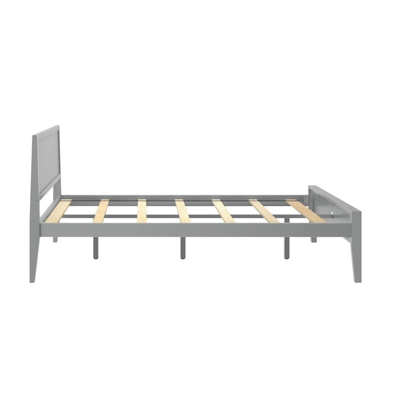 Letto matrimoniale moderno in legno di pino con testiera a pannelli – Argilla / Bianco / Grigio, per 2 persone