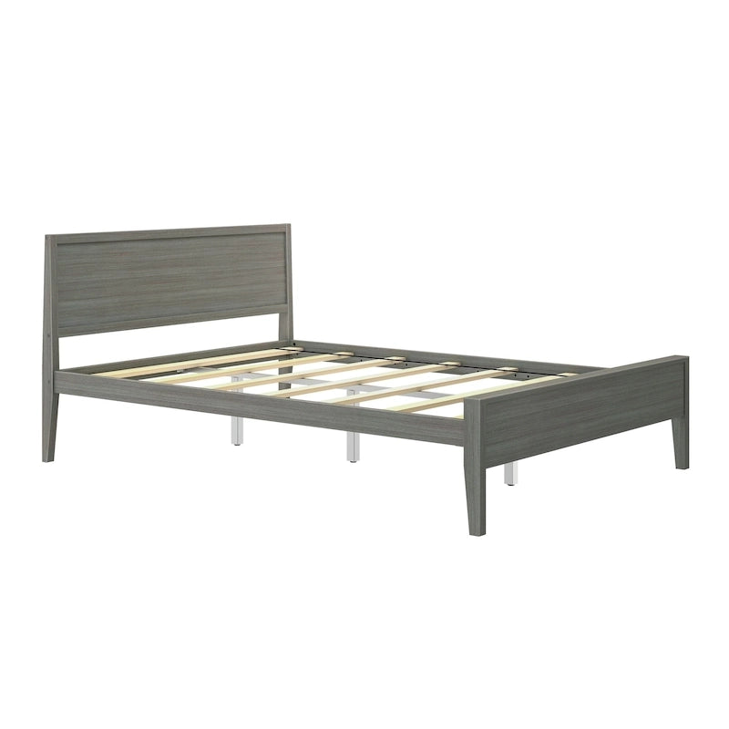 Letto matrimoniale moderno in legno di pino con testiera a pannelli – Argilla / Bianco / Grigio, per 2 persone