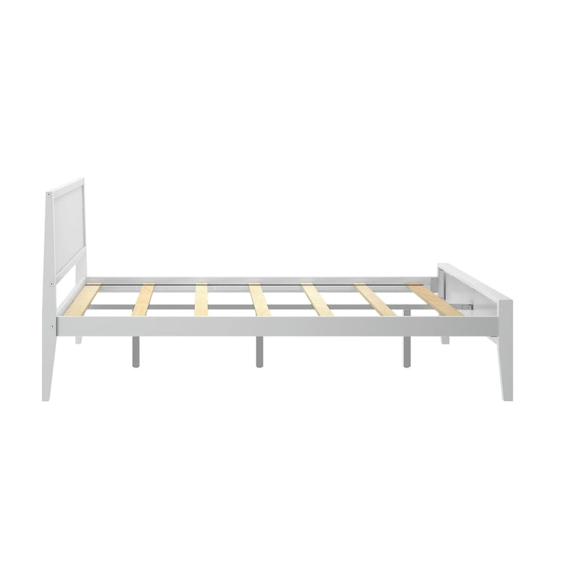 Letto matrimoniale moderno in legno di pino con testiera a pannelli – Argilla / Bianco / Grigio, per 2 persone
