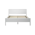 Letto matrimoniale moderno in legno di pino con testiera a pannelli – Argilla / Bianco / Grigio, per 2 persone