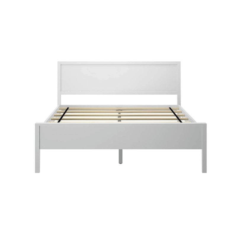 Letto matrimoniale moderno in legno di pino con testiera a pannelli – Argilla / Bianco / Grigio, per 2 persone