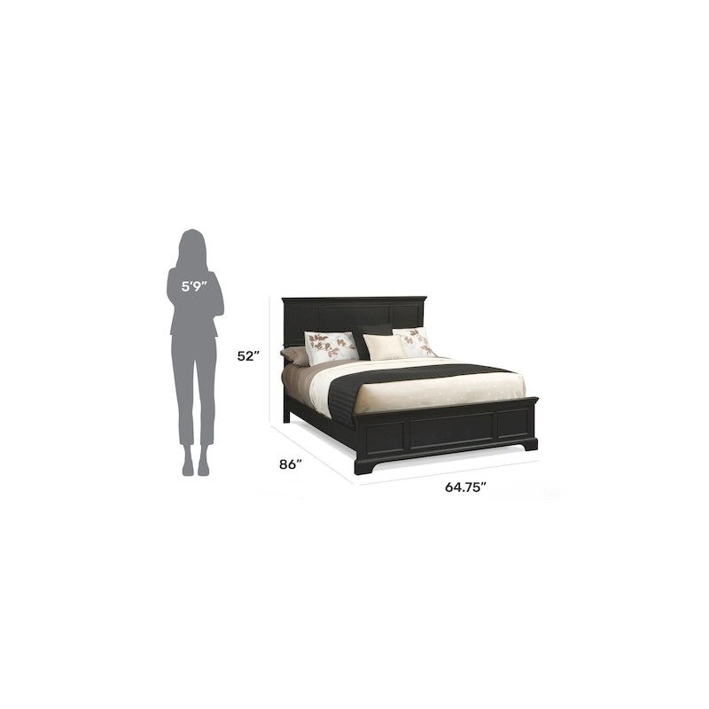 Letto matrimoniale con testiera e pediera – Nero, 2 posti letto
