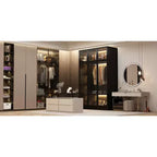 Famapy Armadio con luce a LED e ante in vetro Guardaroba