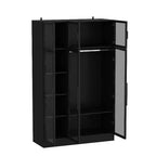 Famapy Armadio con luce a LED e ante in vetro Guardaroba