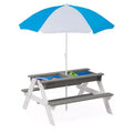 3 in1 Kids Picnic Table, Outdoor Wooden Activity & Dining Table With Adjustable Collapsible Umbrella, Kids Picnic Table For Boys Girls Outdoor Camping