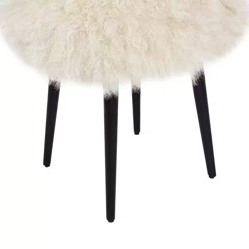 Pouf rotondo Jennifer Taylor Home Alberta da 40 cm in montone mongolo