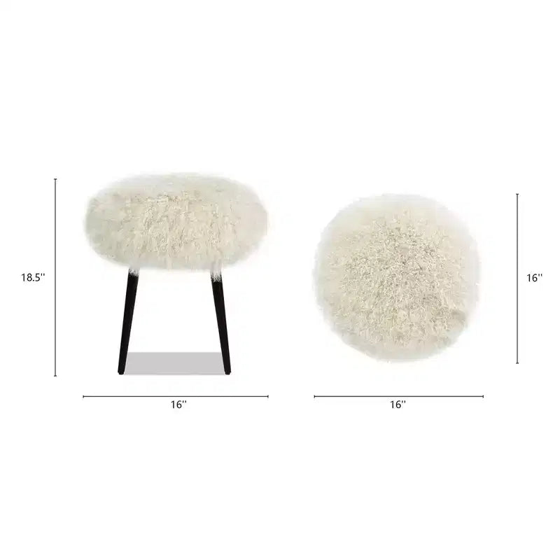 Pouf rotondo Jennifer Taylor Home Alberta da 40 cm in montone mongolo