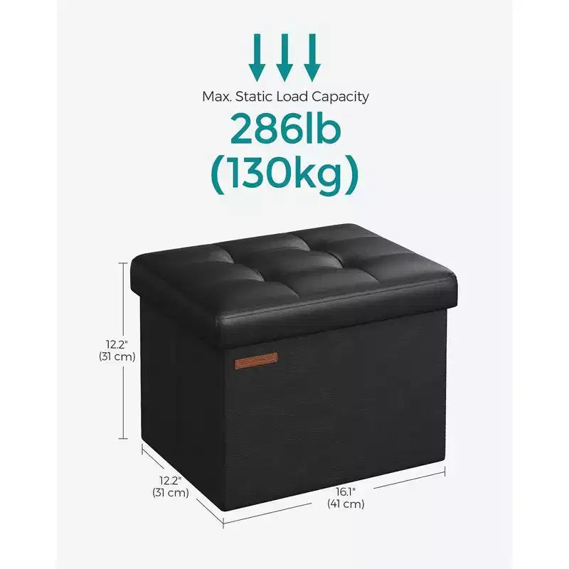 SONGMICS Poggiapiedi Contenitore Pieghevole Sgabello Ottomano Capacità 130 kg per Soggiorno Camera da Letto