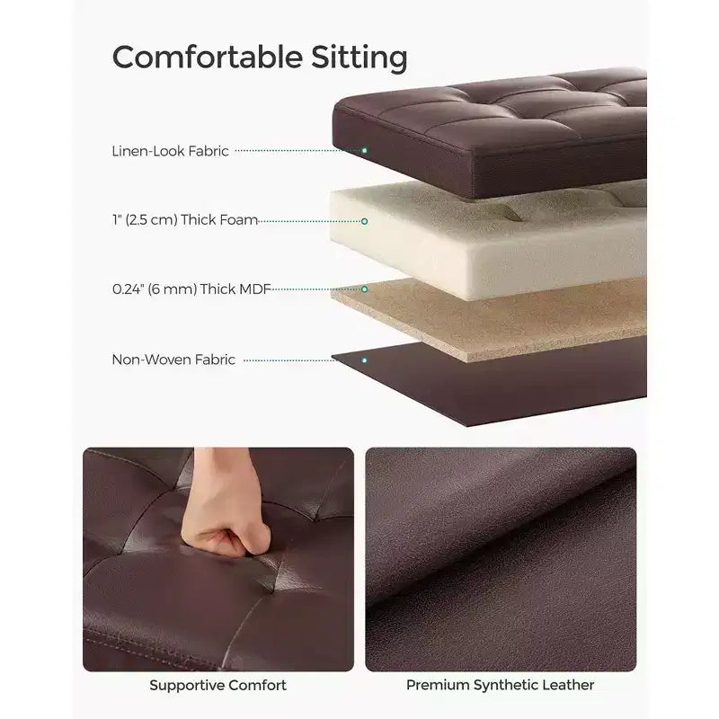 SONGMICS Poggiapiedi Contenitore Pieghevole Sgabello Ottomano Capacità 130 kg per Soggiorno Camera da Letto
