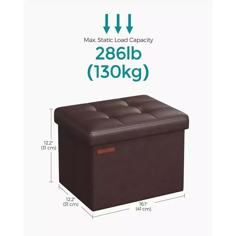 SONGMICS Poggiapiedi Contenitore Pieghevole Sgabello Ottomano Capacità 130 kg per Soggiorno Camera da Letto