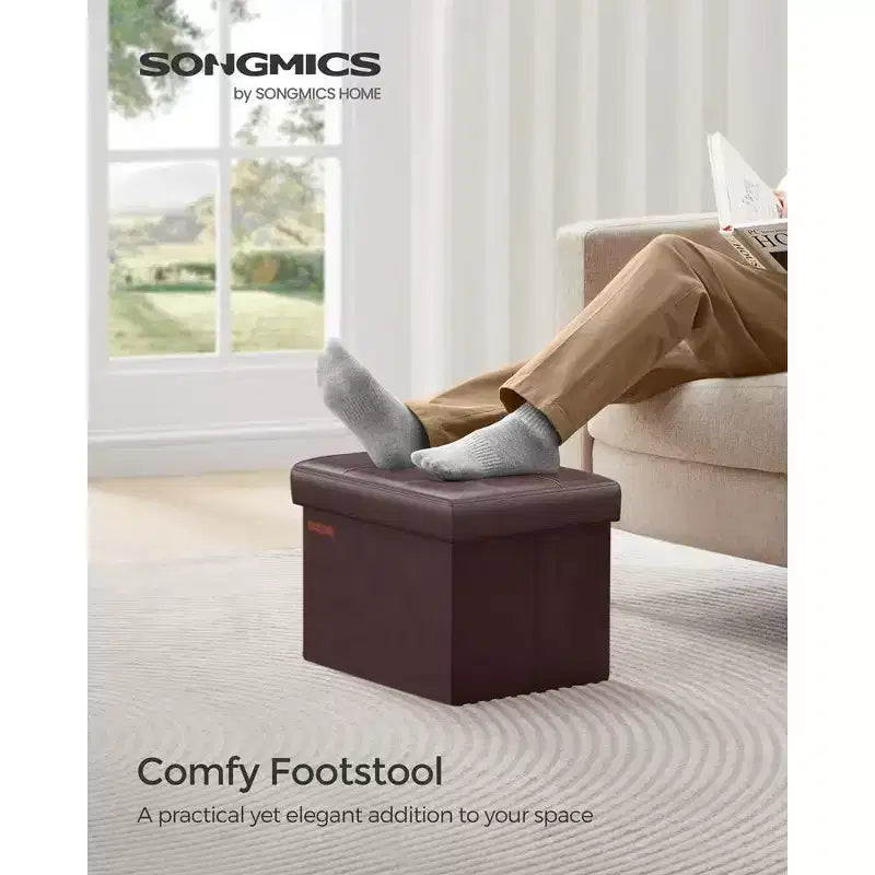 SONGMICS Folding Storage Ottoman Foot Rest Stool Footrest 286 lb Capacity for Living Room Bedroom