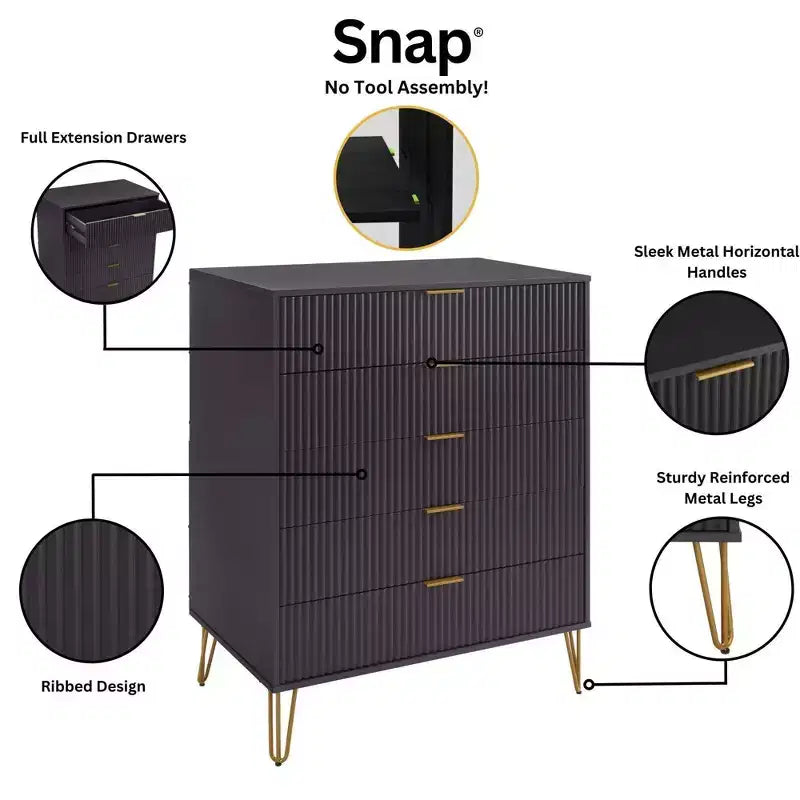 Manhattan Comfort Dumbo Set di 2 Comò Moderni a 5 Cassetti e Comò Doppio a 10 Cassetti