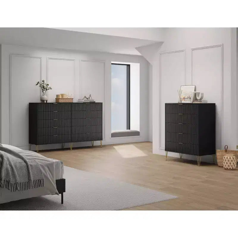 Manhattan Comfort Dumbo Set di 2 Comò Moderni a 5 Cassetti e Comò Doppio a 10 Cassetti