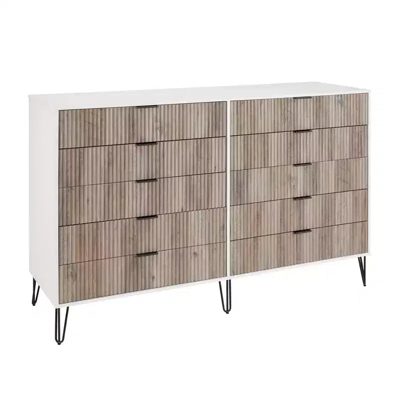 Manhattan Comfort Dumbo Set di 2 Comò Moderni a 5 Cassetti e Comò Doppio a 10 Cassetti