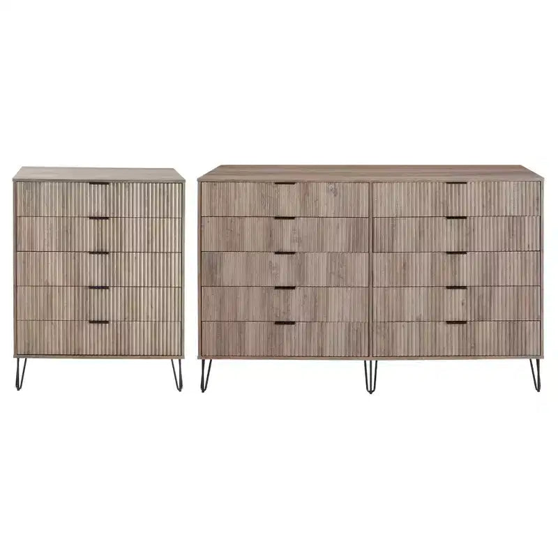 Manhattan Comfort Dumbo Set di 2 Comò Moderni a 5 Cassetti e Comò Doppio a 10 Cassetti