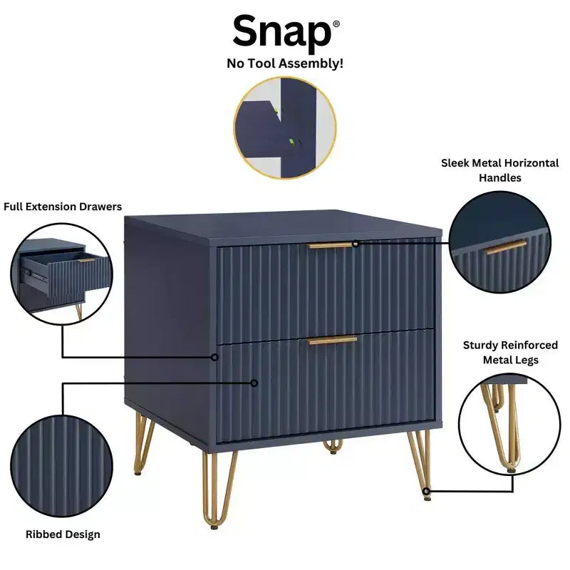Set comò Manhattan Comfort Dumbo 3 pezzi con 5 cassetti, comò a 3 cassetti e comodino