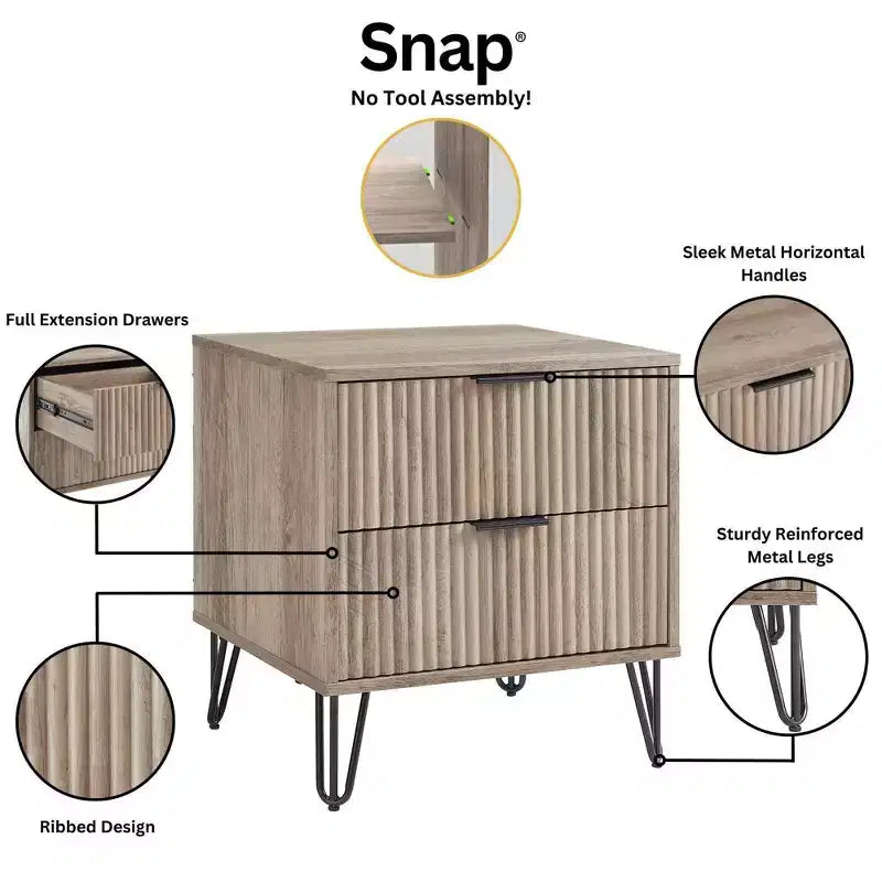 Set comò Manhattan Comfort Dumbo 3 pezzi con 5 cassetti, comò a 3 cassetti e comodino