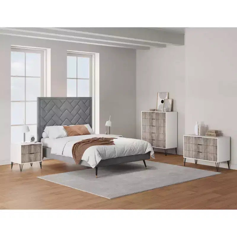 Set comò Manhattan Comfort Dumbo 3 pezzi con 5 cassetti, comò a 3 cassetti e comodino