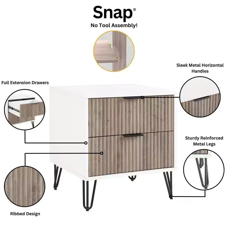 Set comò Manhattan Comfort Dumbo 3 pezzi con 5 cassetti, comò a 3 cassetti e comodino