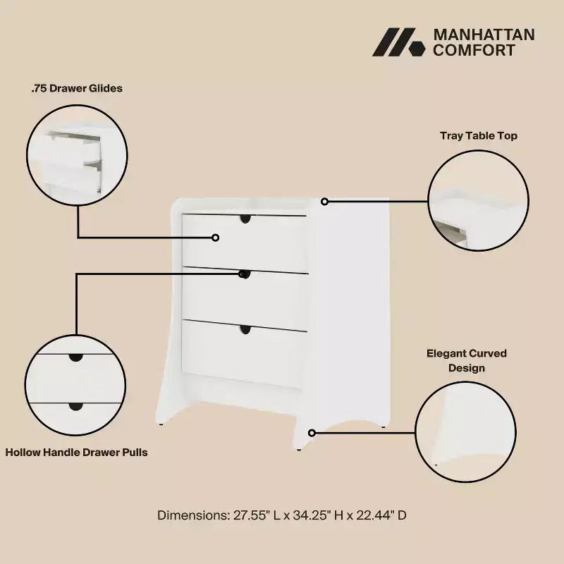 Manhattan Comfort Set di 2 cassettiere Coney a 3 cassetti
