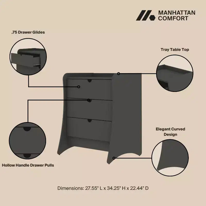 Manhattan Comfort Set di 2 cassettiere Coney a 3 cassetti