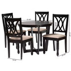 Set da pranzo Baxton Studio Aggie moderno in legno 5 pezzi