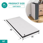 FDW Materasso Pieghevole da 4 pollici, Materassino in Memory Foam a Tre Pieghe, Topper Portatile Pieghevole con Coprimaterasso Lavabile per Campeggio