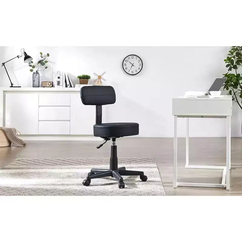 Sgabello senza braccioli VECELO con rotelle e schienale per garage, officina, banco da lavoro, salone