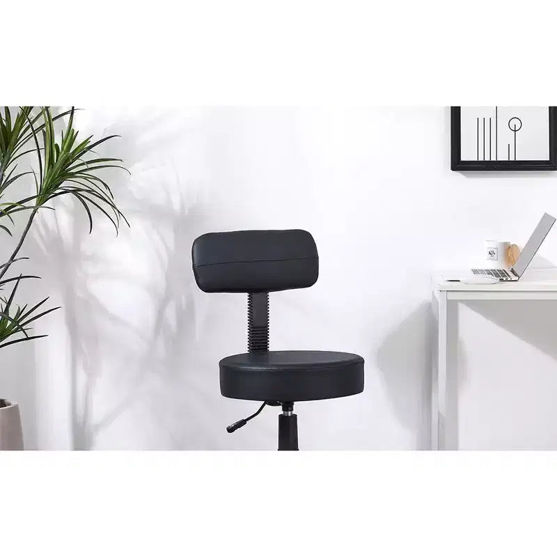 Sgabello senza braccioli VECELO con rotelle e schienale per garage, officina, banco da lavoro, salone