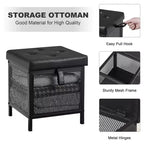 VECELO Pouf Contenitore, Poggiapiedi Sgabello Ottomano, Pouf Cubo Piccolo Quadrato H 35 cm, Nero