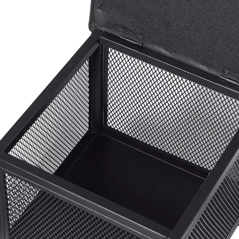 VECELO Pouf Contenitore, Poggiapiedi Sgabello Ottomano, Pouf Cubo Piccolo Quadrato H 35 cm, Nero