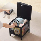 VECELO Pouf Contenitore, Poggiapiedi Sgabello Ottomano, Pouf Cubo Piccolo Quadrato H 35 cm, Nero