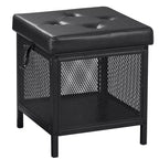 VECELO Pouf Contenitore, Poggiapiedi Sgabello Ottomano, Pouf Cubo Piccolo Quadrato H 35 cm, Nero