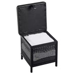 VECELO Pouf Contenitore, Poggiapiedi Sgabello Ottomano, Pouf Cubo Piccolo Quadrato H 35 cm, Nero