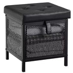 VECELO Pouf Contenitore, Poggiapiedi Sgabello Ottomano, Pouf Cubo Piccolo Quadrato H 35 cm, Nero