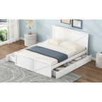 Letto a piattaforma Queen con 4 cassetti contenitore e testiera in legno – Grigio, per 2 persone