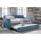 Divano letto singolo in velluto con letto estraibile – Nero / Grigio / Blu, per 1–2 persone