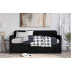 Divano letto singolo in velluto con letto estraibile – Nero / Grigio / Blu, per 1–2 persone