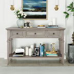 Consolle retrò con 3 cassetti e ripiano inferiore – Grigio slavato / Bianco anticato / Espresso / Blu navy, Singolo