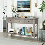 Consolle retrò con 3 cassetti e ripiano inferiore – Grigio slavato / Bianco anticato / Espresso / Blu navy, Singolo