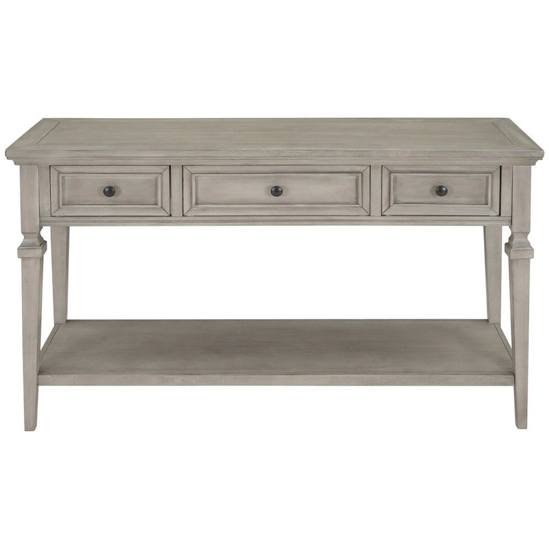 Consolle retrò con 3 cassetti e ripiano inferiore – Grigio slavato / Bianco anticato / Espresso / Blu navy, Singolo