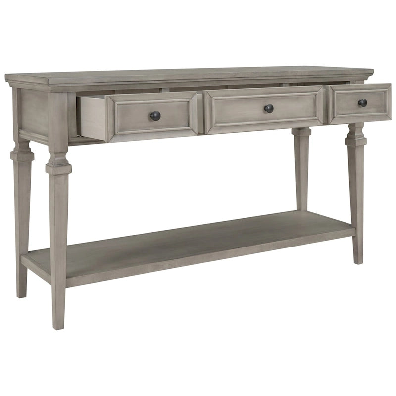 Consolle retrò con 3 cassetti e ripiano inferiore – Grigio slavato / Bianco anticato / Espresso / Blu navy, Singolo