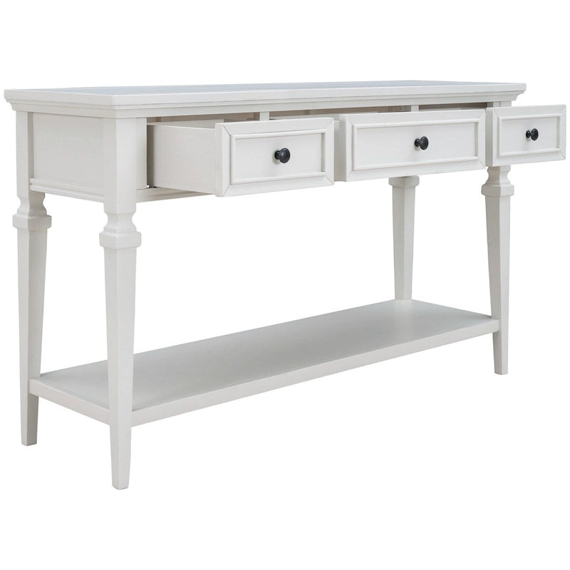 Consolle retrò con 3 cassetti e ripiano inferiore – Grigio slavato / Bianco anticato / Espresso / Blu navy, Singolo