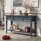 Consolle retrò con 3 cassetti e ripiano inferiore – Grigio slavato / Bianco anticato / Espresso / Blu navy, Singolo