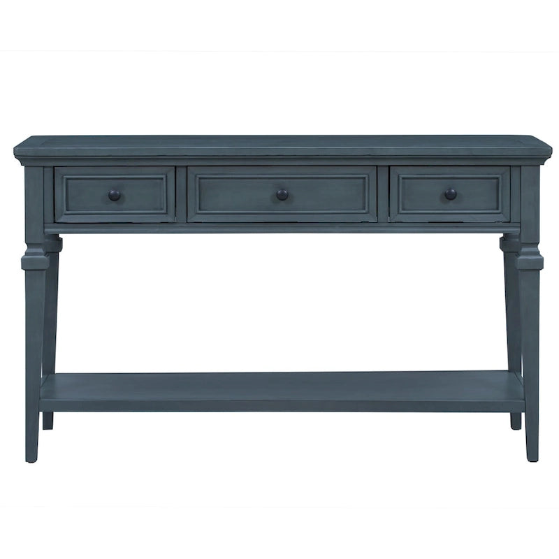 Consolle retrò con 3 cassetti e ripiano inferiore – Grigio slavato / Bianco anticato / Espresso / Blu navy, Singolo