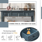 Consolle retrò con 3 cassetti e ripiano inferiore – Grigio slavato / Bianco anticato / Espresso / Blu navy, Singolo