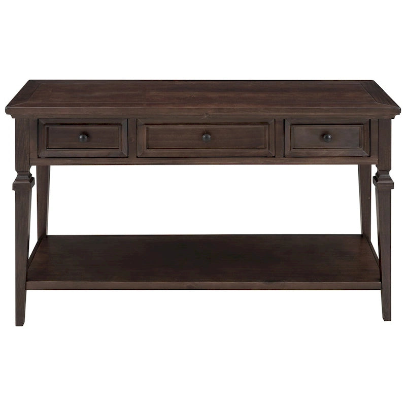 Consolle retrò con 3 cassetti e ripiano inferiore – Grigio slavato / Bianco anticato / Espresso / Blu navy, Singolo