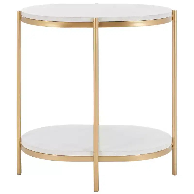 Dove End Table - ACC2501A - White Faux Marble/Gold - Safavieh