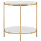 Dove End Table - ACC2501A - White Faux Marble/Gold - Safavieh